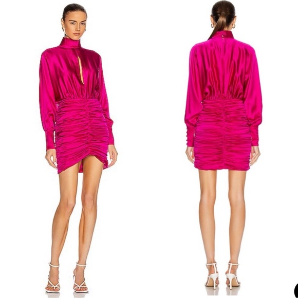 RETROFETE Silk Barbara Mini Dress in Orchid Pink size XS NEW $695 - Picture 2 of 16